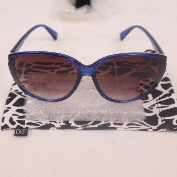 🌺 Diane Von Furstenberg Cobalt Blue Lucite Sunglasses w Box Bag Resort Designer - Picture 1 of 12